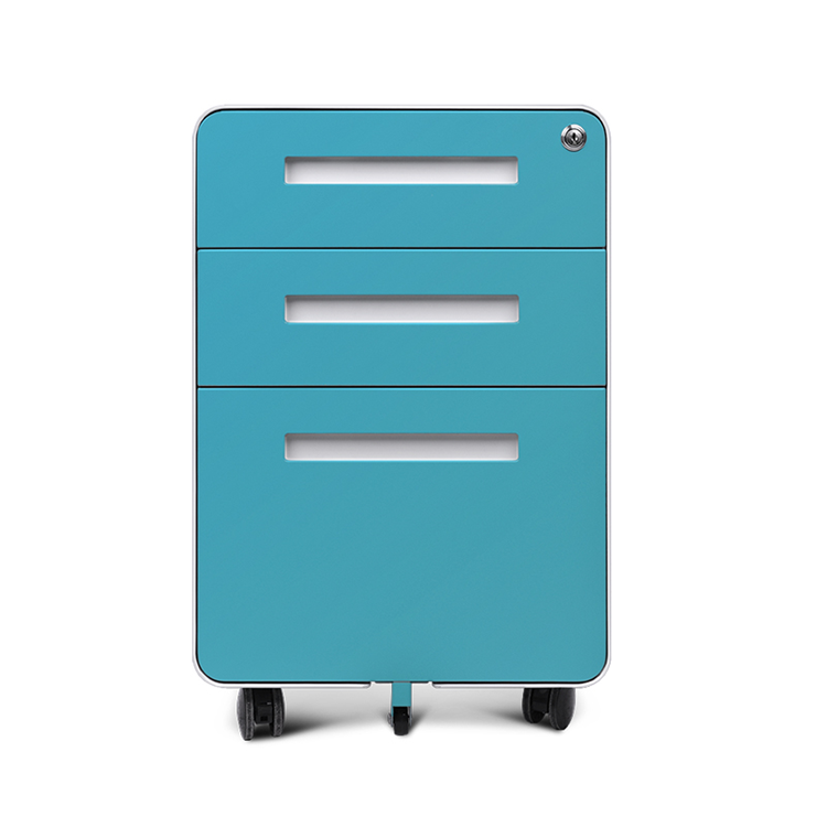 Modern Design Office Furniture A4 File Cabinet 3 Drawer Mobile Pedestal Drawer File Cabinet With Round Edges