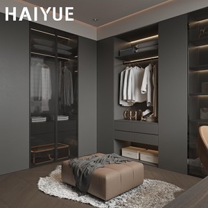 Armoire de chambre à coucher moderne HAIYUE, placard avec cadre <span class=keywords><strong>en</strong></span> aluminium, porte <span class=keywords><strong>en</strong></span> verre, armoires walk-in, armoires pour villa, hôtel, appartements, meubles - Product Image 5