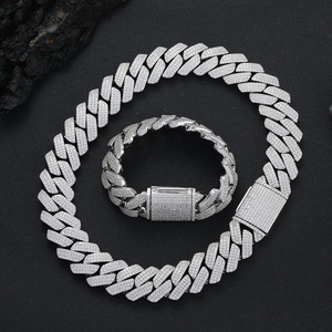 Bracelet cubain en laiton BB042 à trois rangs de 25 mm de large, incrusté de zirconium en forme de diamant, style hip-hop audacieux et large, bijoux ZIRCON unisexe - Product Image 6