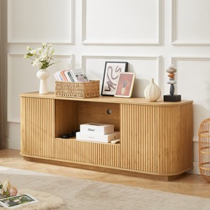 Modern Living Room Furniture Set Corduroy <b>Sofa</b> Wooden Fluted Coffee <b>Table</b> Lounge Recliner Storage Cabinet Hotel Modular Design - Product Image 6
