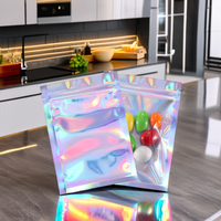Bolsa de pie de papel de aluminio Bolsa holográfica de color arcoíris con tratamiento impreso para bolsa de embalaje Penang de alimentos