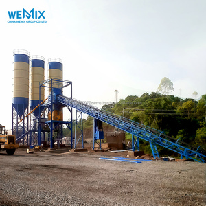 Planta dosificadora de hormigón HZS60 Planta dosificadora de hormigón estacionaria Transportador de cinta Alimentación de cinta Mezcladora de hormigón alimentada por cinta - Product Image 1