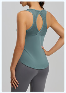 Débardeur de sport pour femme en maille ajourée, dos nageur, ourlet incurvé, séchage rapide, respirant, sans manches, pour yoga, gym, entraînement, fitness OEM ODM - Product Image 2