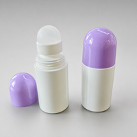 Flacon roll-on déodorant en plastique PP 60 ml, emballage cosmétique avec impression sérigraphique, forme cylindrique, bouchon à vis
