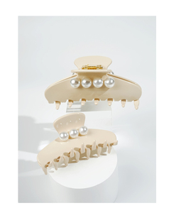 여성용 클래식 럭셔리 대형 상어 플레이트 헤어 클립 가벼운 아세테이트 소재 강화 빈저 스타일링 도구 진주 헤어밴드 - Product Image 5