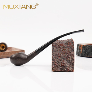 Muxiang Solid Wood Smoking Pipe Bent Type 3Mm Mortise Long Handle Men's Tobacco Pipe Reading Accessory - Product Image 1