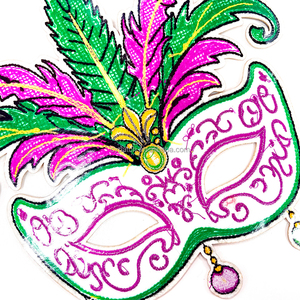 <span class=keywords><strong>Patch</strong></span> brodé en sequins et chenille pour le Mardi Gras 2026, motifs de masque, couronne et plumes, <span class=keywords><strong>patch</strong></span> thermocollant personnalisable pour sacs, vestes et chapeaux - Product Image 3