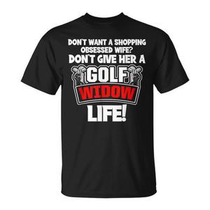 Camiseta Golf Widow para hombre, negra, talla grande, cuello redondo, manga corta, serigrafía, deportes y juegos - Product Image 1