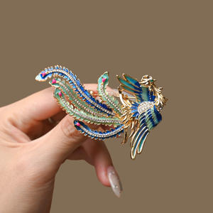 2025 새로운 국가 패션 럭셔리 블루 피닉스 브로치 치파오 울 코트 파티 선물을위한 비싼 경합금 코사지 - Product Image 3