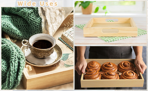 Plateaux en bois à peindre faits à la main avec poignées Plateau en bois de pin de nidification - Product Image 6