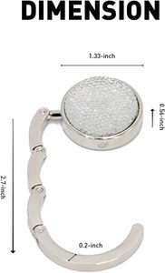 Foldable Purse Hook Table Folding Women's Handbag Hangers Hooks Desk Bling Rhinestone Holder Portable Holder for Women <b>Bags</b> - Product Image 2