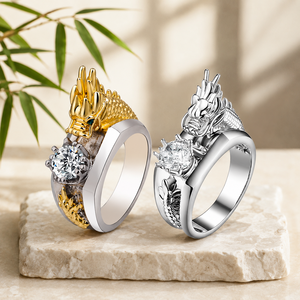 Anello a Tre Toni con Drago per Uomo, Gioiello Creativo e alla Moda - Product Image 3