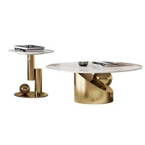 סלון יוקרתי יוקרתי מודרני סלון עגול שולחן קפה יצירתי מפלדת אל חלד עם ריהוט ביתי - Product Image 6