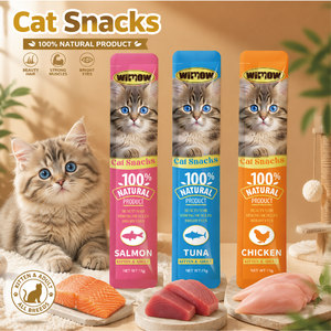 WIMOW - Golosinas Húmedas para Gatos, Puré <span class=keywords><strong>de</strong></span> Atún, 15 g, 5 Unidades, Sin Granos, Sin Almidón, Sin Conservantes, para Gatos, Gatitos y Adultos, OEM - Product Image 1
