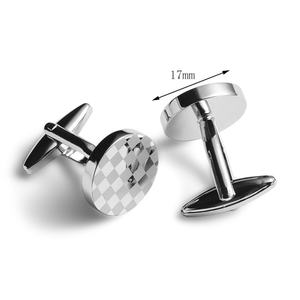 Chemise de style français de haute qualité, couleur blanc et gris, design simple, boutons de manchette en métal - Product Image 4