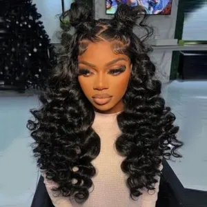 Factory Jazz Hair Double Drawn Natural Curly Human Hair 5x5 Lace Closure Wigs Layered Cut Raw Human Hair Glueless HD Lace Wigs