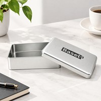Boîte de rangement pour biscuits en fer blanc mat argenté de qualité alimentaire avec couvercle en deux parties, conteneur métallique pour cadeaux et articles ménagers quotidiens