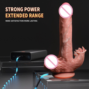 Dildo Vibrador con Calefacción y Empuje, Triple Capa <span class=keywords><strong>de</strong></span> Silicona Líquida, Lengua Estimulante, Silencioso, Control Remoto, Dildo Grande Realista para Mujeres - Product Image 4