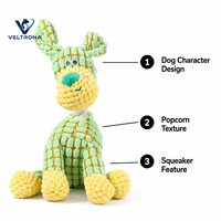 Jouet en peluche couineur pour chien vert, texture popcorn, à mâcher, interactif pour animaux de compagnie, accessoires pour chiots, vente en gros