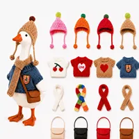 Ensemble de vêtements tricotés pour mini-oie de dessin animé de 7 pouces, adorable costume de décoration pour mini-oie de 17 cm avec chapeau et écharpe tricotés