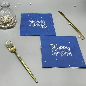 Guardanapo de mesa estampado personalizado, guardanapo de papel descartável decorado para almoço, lenços de festa estampados