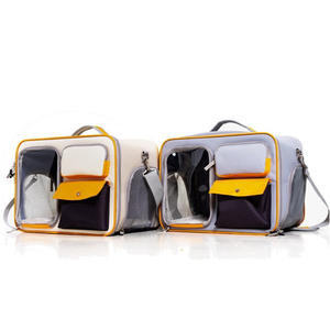 पोर्टेबल बिल्ली और कुत्ते यात्रा बैग स्ट्रिप्ड एवा pvc पालतू ट्रॉली जिपर बंद फैशनेबल विरोधी तनाव बैकपैक - Product Image 1