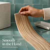 Extensions de cheveux blond doré lisses à trame plate, 100% cheveux humains Remy, avec bande adhésive invisible en PU pour un coiffage rapide