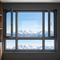 Ventana Abatible de Aluminio con Certificación Contra el Viento, Vidrio Templado Horizontal Moderno para Villa