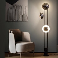 Lampe de sol moderne de luxe américaine pour salon, lampe de chambre à coucher simple noire, lampe de restaurant, lumière décorative, hauteur réglable, E27