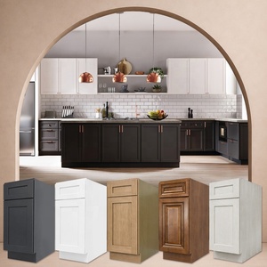 Armoires de cuisine avec îlot |   Meubles de cuisine abordables pour les complexes d'appartements |   Armoires de cuisine blanches de style shaker, design moderne - Product Image 1