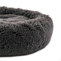 Lit chauffant en forme de donuts pour animal de compagnie, calmant, doux, doux, en fausse fourrure, coussin chaud, pour chat et chien