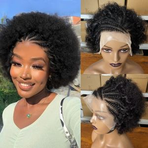 Perruques courtes en cheveux humains bouclés et <span class=keywords><strong>afro</strong></span>, <span class=keywords><strong>coupe</strong></span> pixie, tresses 13x4, perruque Bob à lacet frontal transparent pour femmes - Product Image 1