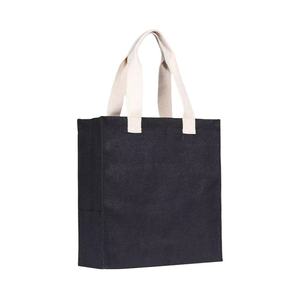 Bolsas de mano ecológicas biodegradables estilo tote hechas de yute natural con asa de algodón tejido - Product Image 3