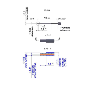 Assemblage de <span class=keywords><strong>c</strong></span>âble d'extension semi-rigide RF d'approvisionnement d'usine plaqué or pour prise mâle SMA à extrémité libre ouverte avec isolation PTFE - Product Image 3