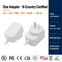 Adaptateur secteur mural AC/DC 5V 3A 15W certifié SAA CE, alimentation à découpage pour importateurs mondiaux, transformateur de qualité stable