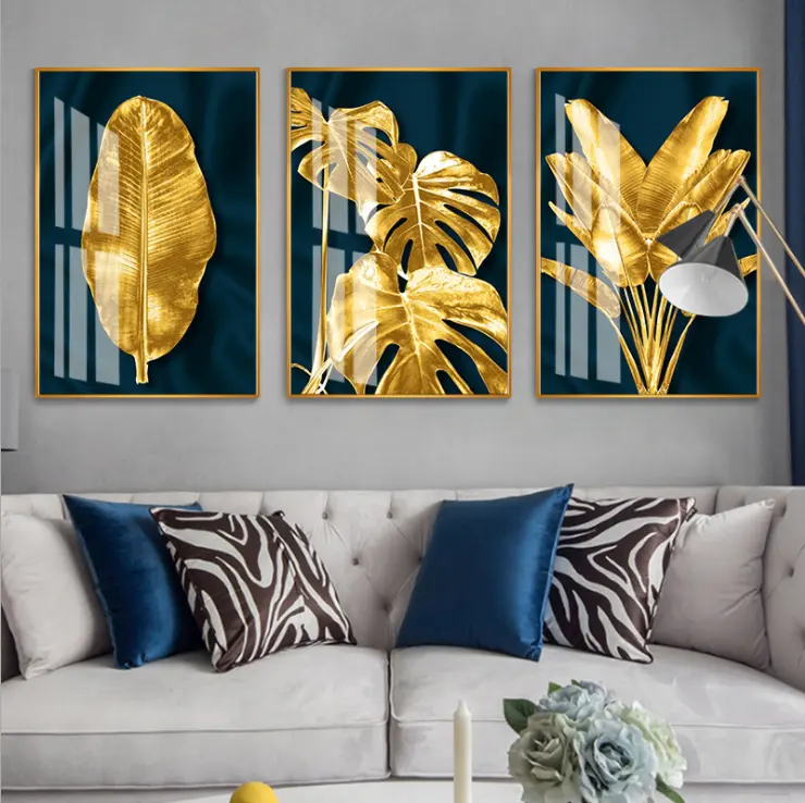 Abstract Golden Leaf Canvas Poster Painting Modern Wall Art Print Decorative Picture Nordic Style Living Room Home Decoration