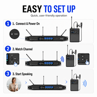 Système de microphones cravate sans fil 4 canaux TK4000-L, microphone cravate sans fil UHF True Diversity pour salles de conférence