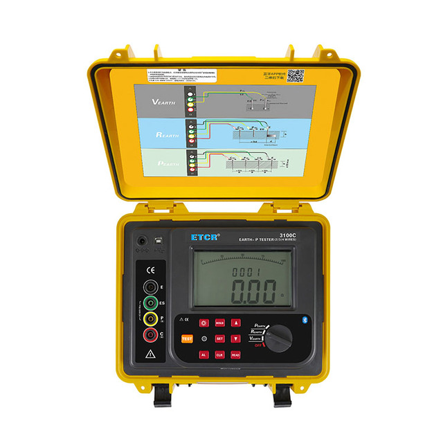 ETCR3100C Large Lcd Display 128Hz/111Hz/105Hz/94Hz Earth Resistance Measurement Soil Resistivity Meter