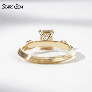 Bague en diamant de laboratoire, or jaune 10 carats, 1,2 carat, taille émeraude, bague solitaire, bagues de fiançailles - Product Image 4
