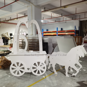 Carroza de Calabaza de <span class=keywords><strong>Cenicienta</strong></span> para Decoración de Fiestas de Boda, Carrito de Exhibición de Dulces y Postres de PVC Blanco con Caballo - Product Image 4
