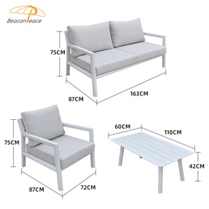 Ensemble de canapés d'extérieur en rotin moderne, mobilier de jardin, canapé d'extérieur modulable en aluminium 4 pièces pour patio, bord de piscine, villa - Product Image 6