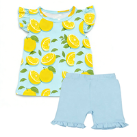 Ensemble de Vêtements Bio en Bambou pour Bébé Fille, Chemise à Volants et Short Décontracté à Motifs Floraux, Tenue de Nuit et d'Intérieur pour Enfants en Gros