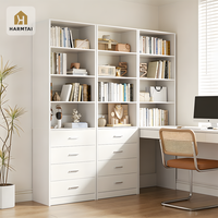Lemari Pakaian Kayu Modern HarmTai dengan Pintu Melamin, Rak yang Dapat Disesuaikan & Gantungan Baju untuk Penyimpanan Kamar Tidur Apartemen