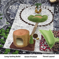 Arbre à chat classique de 36,5 pouces pour intérieur, écologique, multi-niveaux, design cactus, perchoir en peluche, sisal, bois, condo privé pour chat, carton