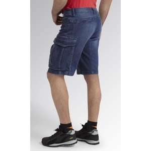 DIADORA UTILITY - 702.177655-C9513/34 Lightweight stonewashed stretch cargo denim <b>blue</b>/green Bermuda shorts <b>WORK</b> <b>TROUSERS</b> - Product Image 3