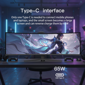 Moniteur incurvé de bureau 49 pouces 5K brillant 120 Hz avec haut-parleurs, livraison rapide en gros - Product Image 2