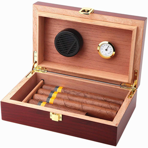 Custom Handmade Desktop Luxury Cigar Humidor Box Case Wood Cigar Humidor Cabinet with Hygrometer and Humidifier