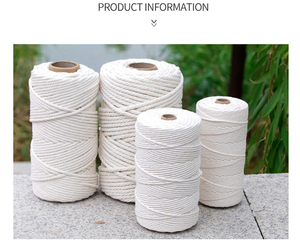 Cuerda de algodón 100%, <span class=keywords><strong>hilo</strong></span> de macramé torcido Natural de <span class=keywords><strong>4mm</strong></span> para bolsos, prendas, Textiles para el hogar - Product Image 2