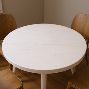 <b>White</b> Solid Pinewood <b>Round</b> <b>Table</b> Top 11.8 Inch Diameter Durable <b>Dining</b> Furniture Modern Minimalist Design - Product Image 2