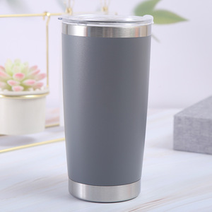 Custom Logo Powder Coated 20oz Stainless Steel Double Wall Insulated Travel Tumbler with Handle Outdoor Coffee Mug Cups with Lid - Product Image 3